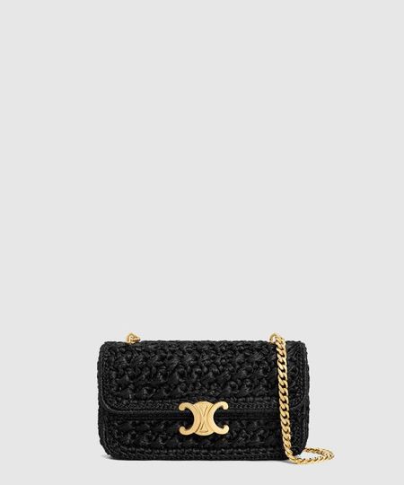 CLAUDE Raffia Effect Textile Chain Shoulder Bag 112252
